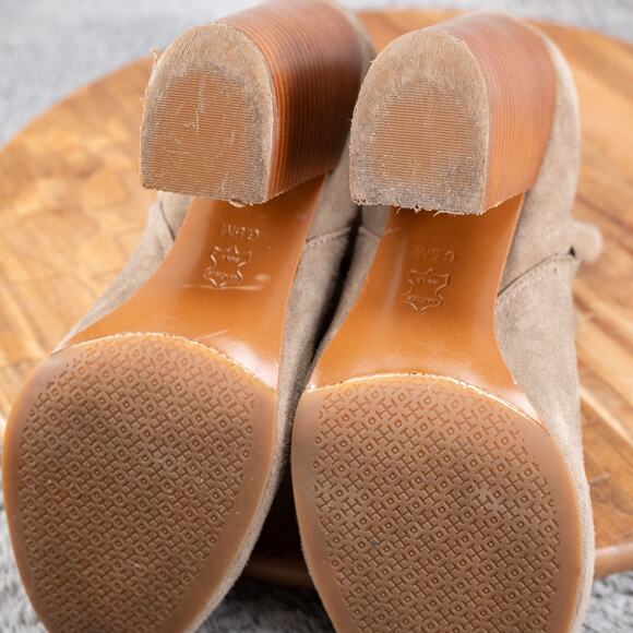 Tory Burch Block Heel Boots Women 6.5 Tan Leather Dressy Platform Comfort Bootie - Picture 9 of 10